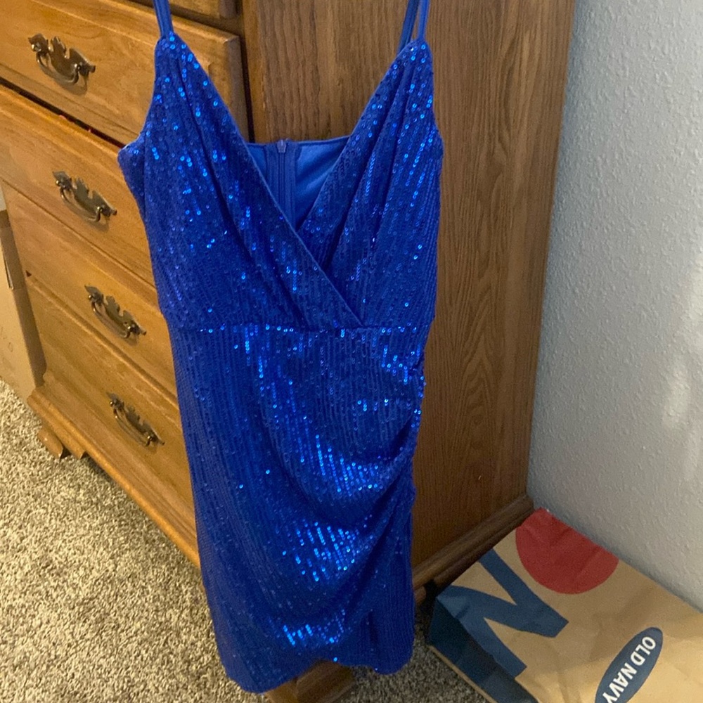 Blue sequin homecoming dress